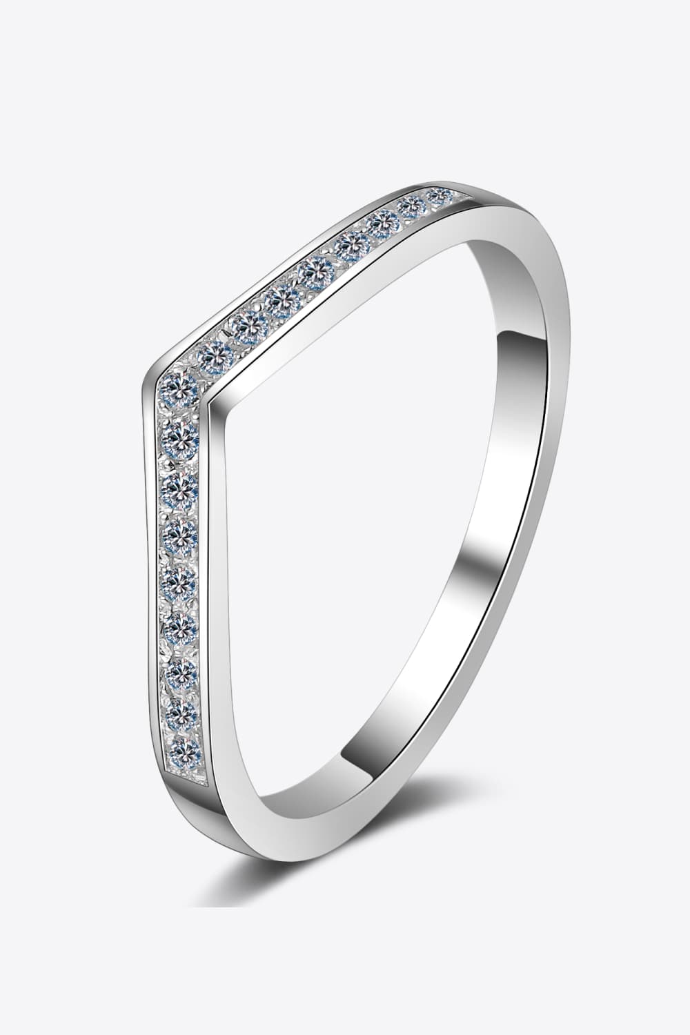Minimalist Moissanite Rhodium-Plated Ring in Silver for Women