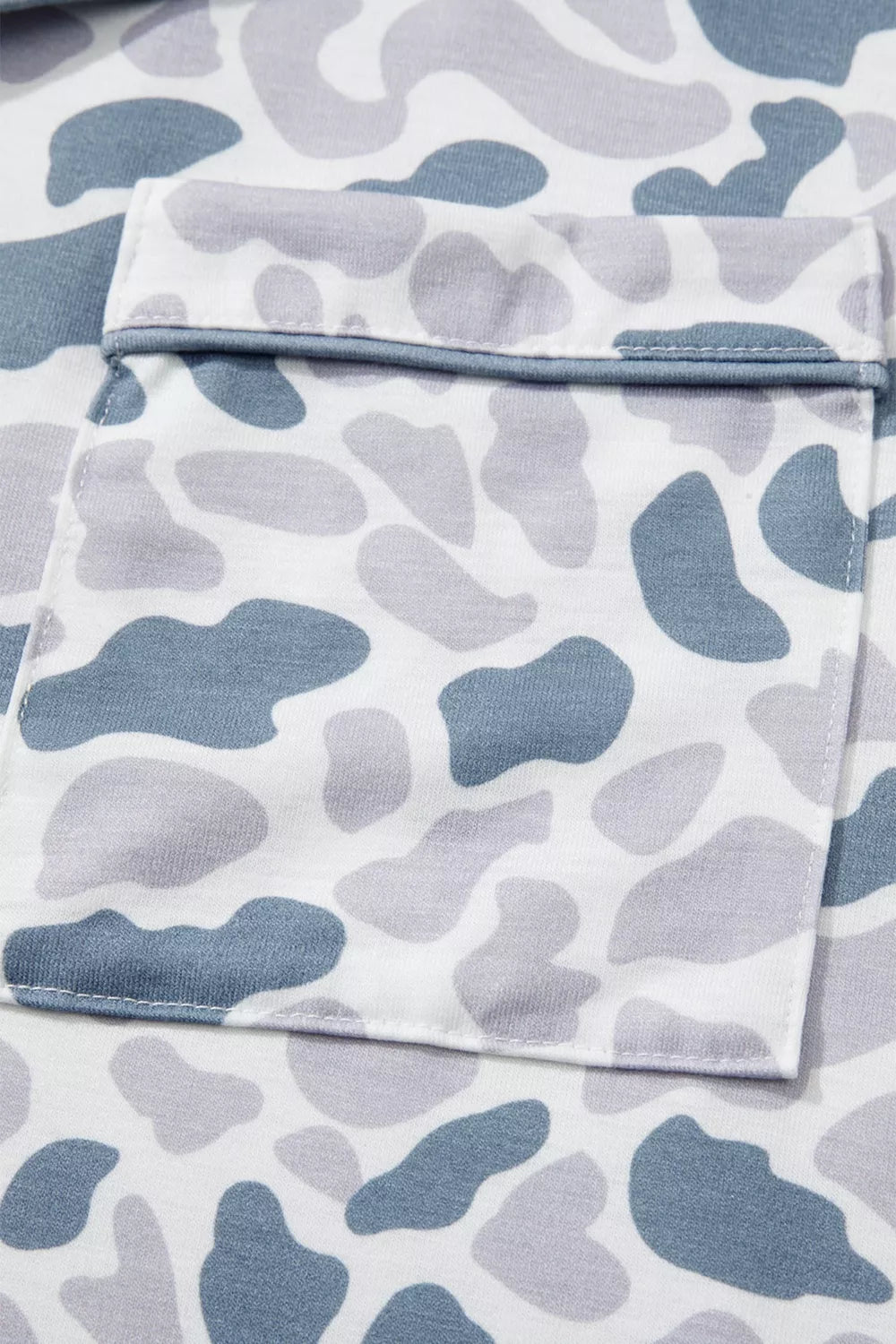 Camouflage Print Lapel Shirt Drawstring Two-Piece Shorts Pajama Set for Women