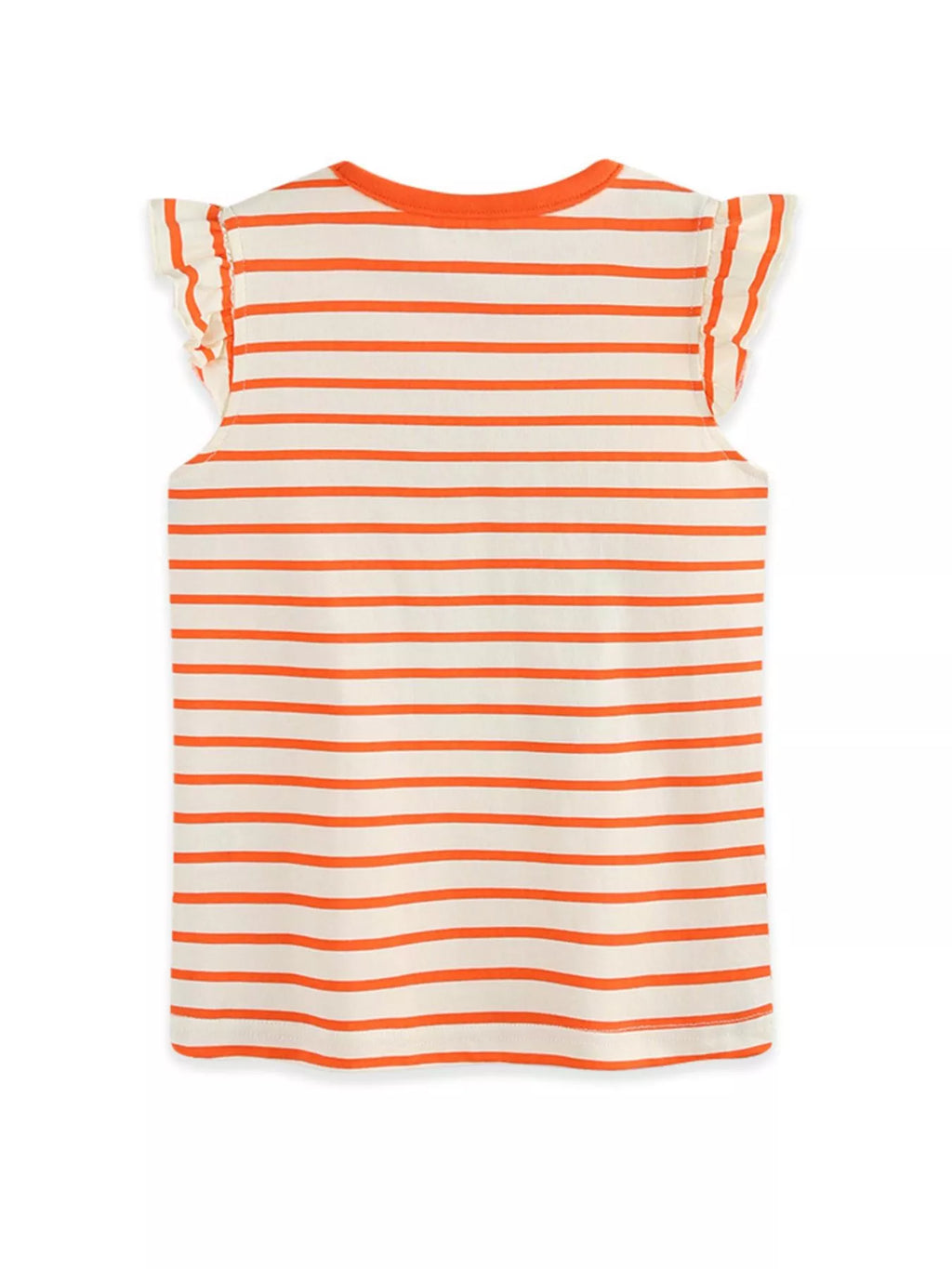 Striped Fruit Print Ruffle Sleeve Tee in Orange for Girls