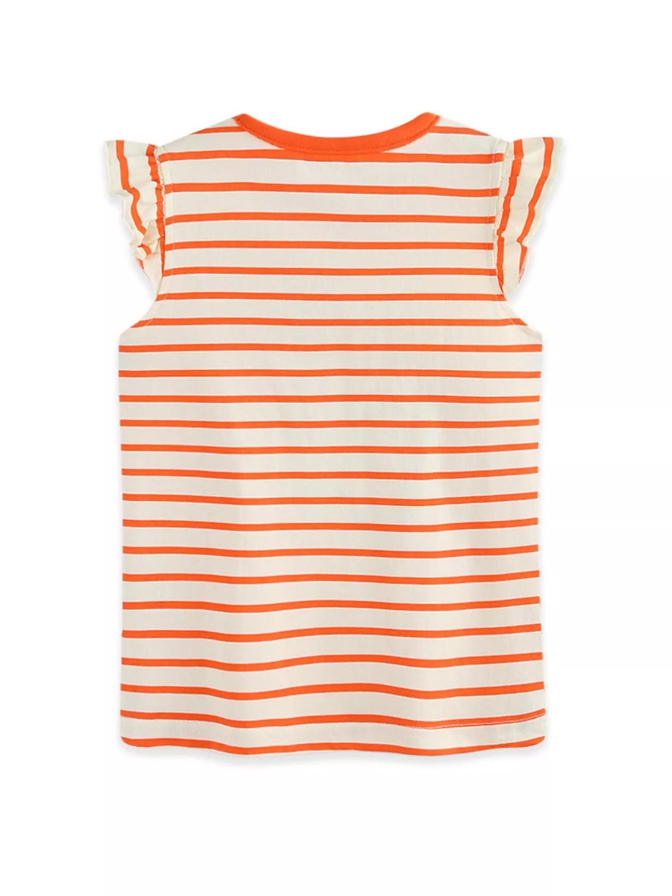 Striped Fruit Print Ruffle Sleeve Tee in Orange for Girls