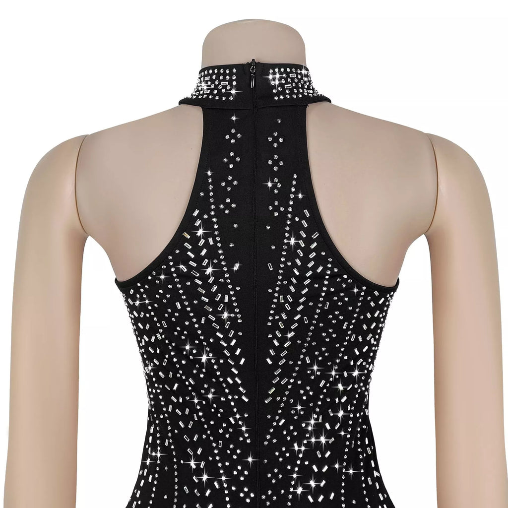 Sparkling Rhinestone Cutout Jumpsuit for Women
