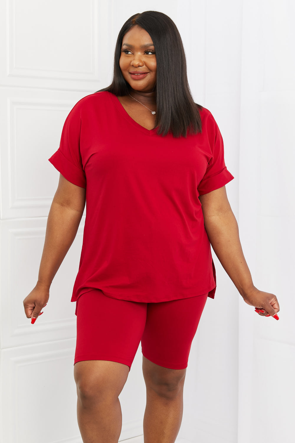 Plus Size Quiet Moments Brushed Lounge Set in Burgundy for Women