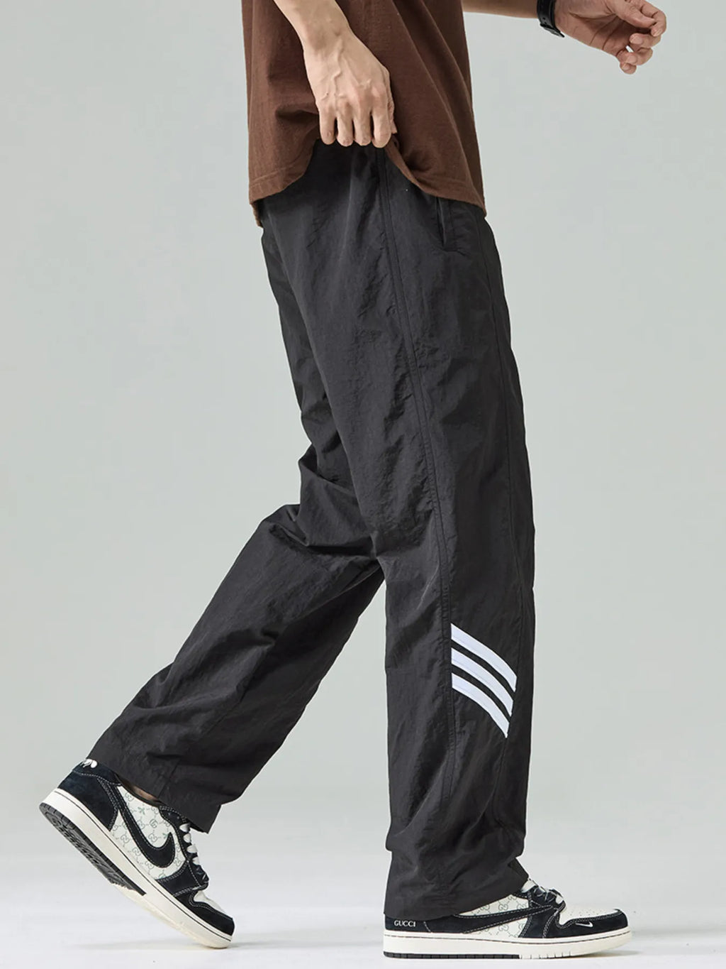 Plus Size Drawstring Wide Leg Pants in Light Khaki for Men