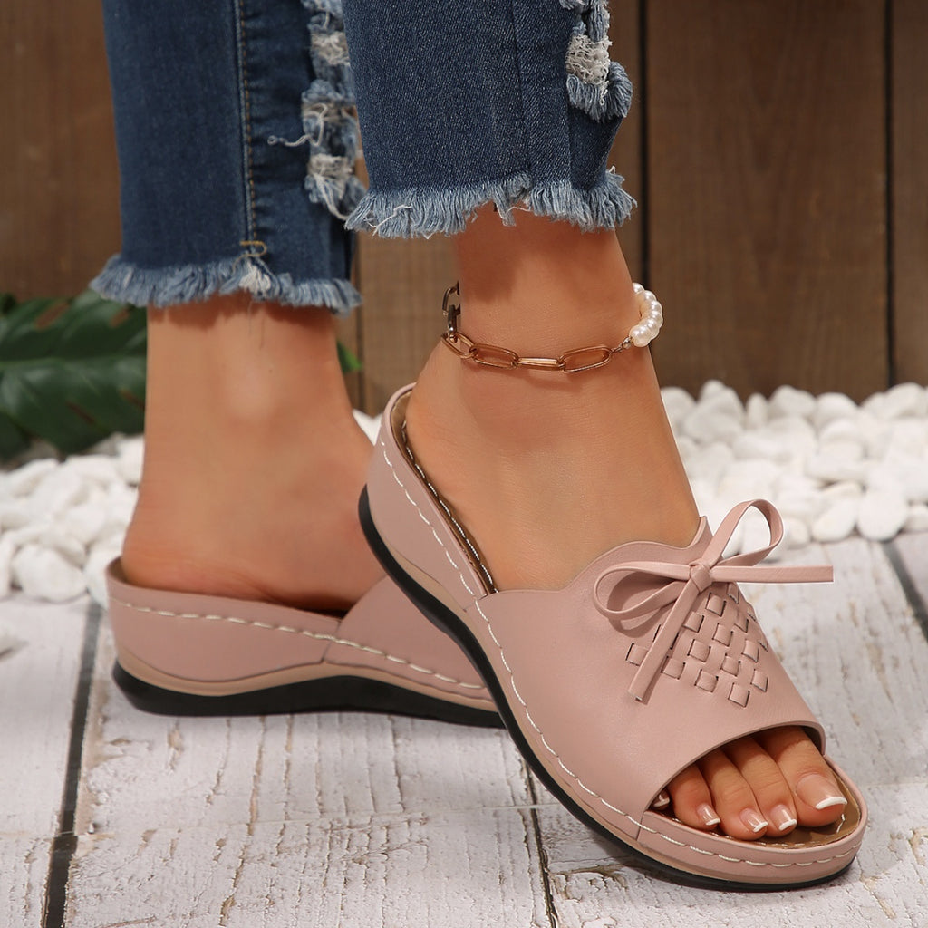 Open Toe Wedge Sandals in Light Pink for Women