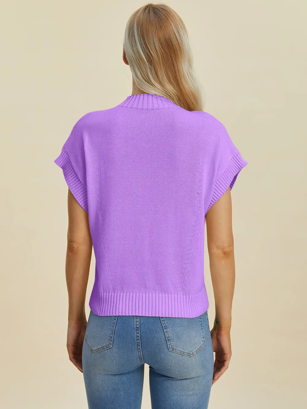 Plus Size Mock Neck Short Sleeve Sweater for Women