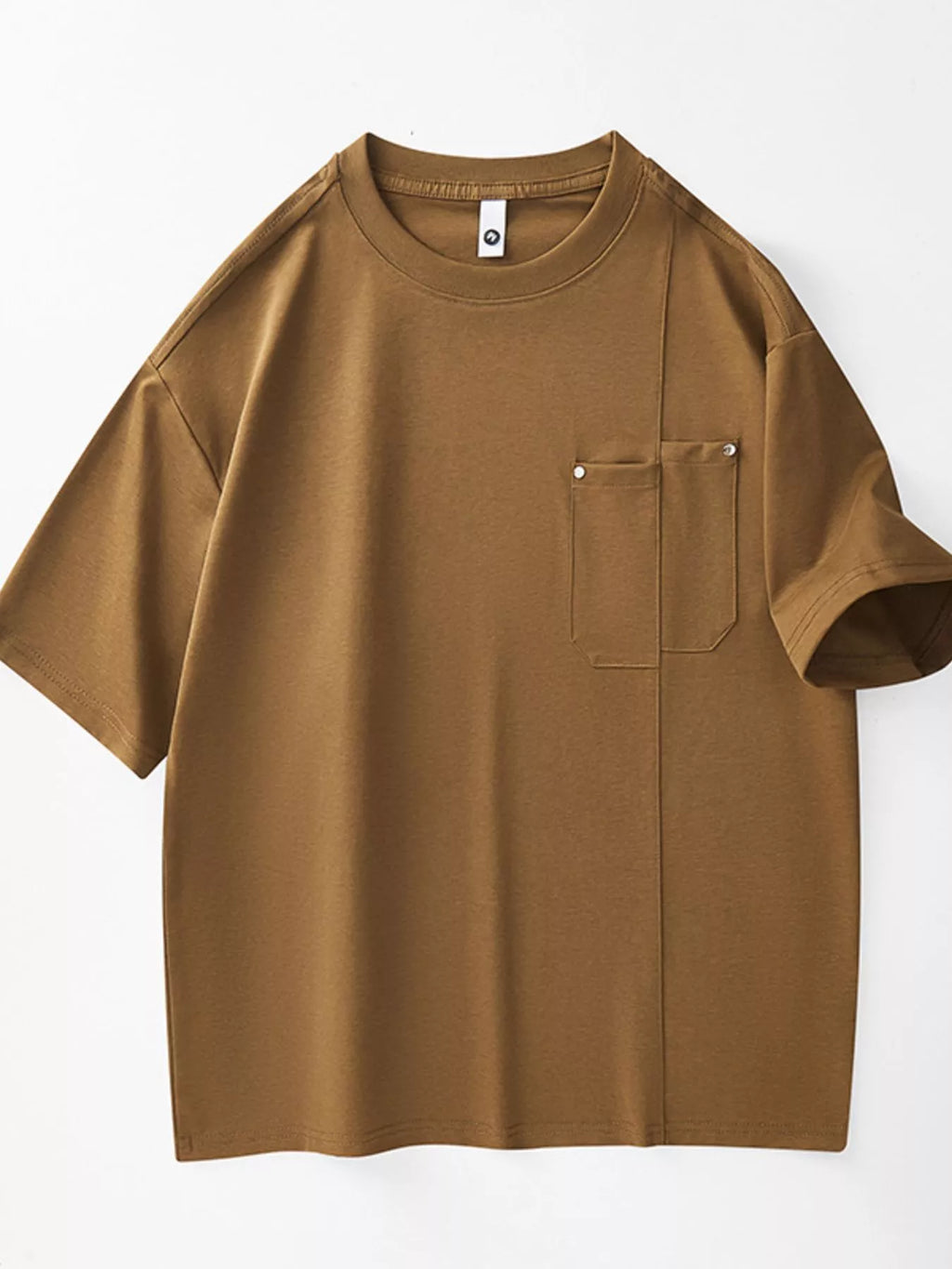 Plus Size Round Neck Short Sleeve T-Shirt in White in Brown for Men