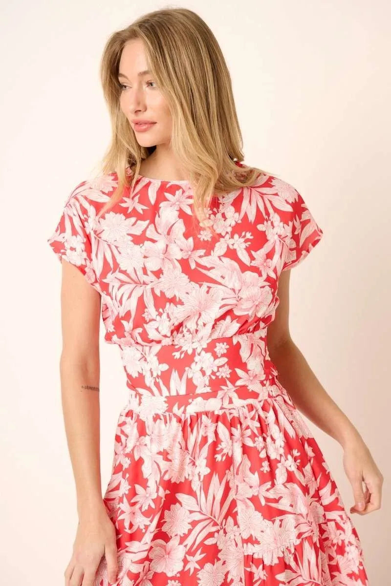 Tropical Print Top and Skirt Set for Women