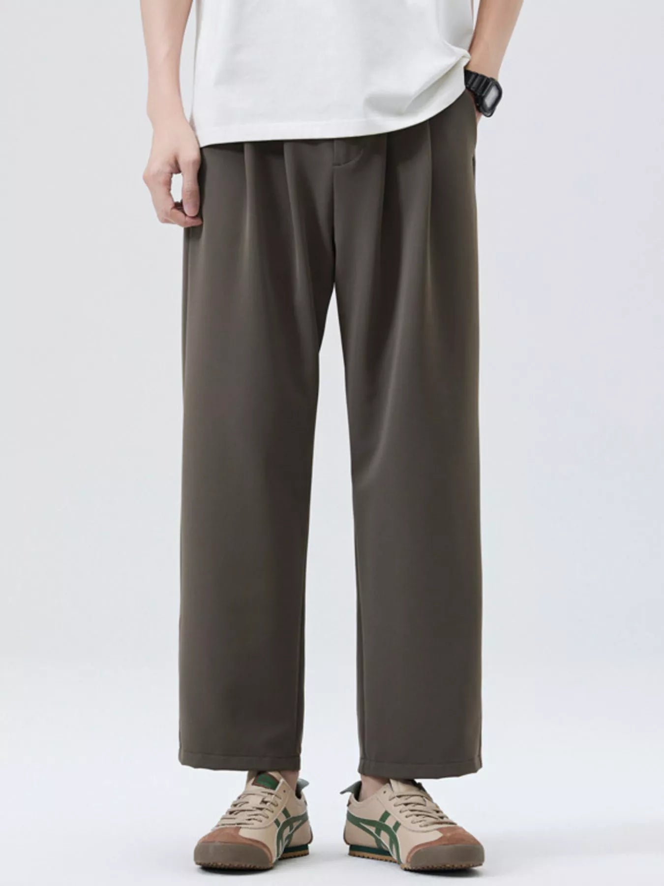 Casual Loose Fit Pants Plus Size in Brown for Men