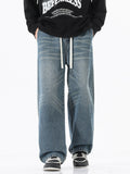 Wash Wide Leg Jeans Plus Size in Vintage Blue for Men