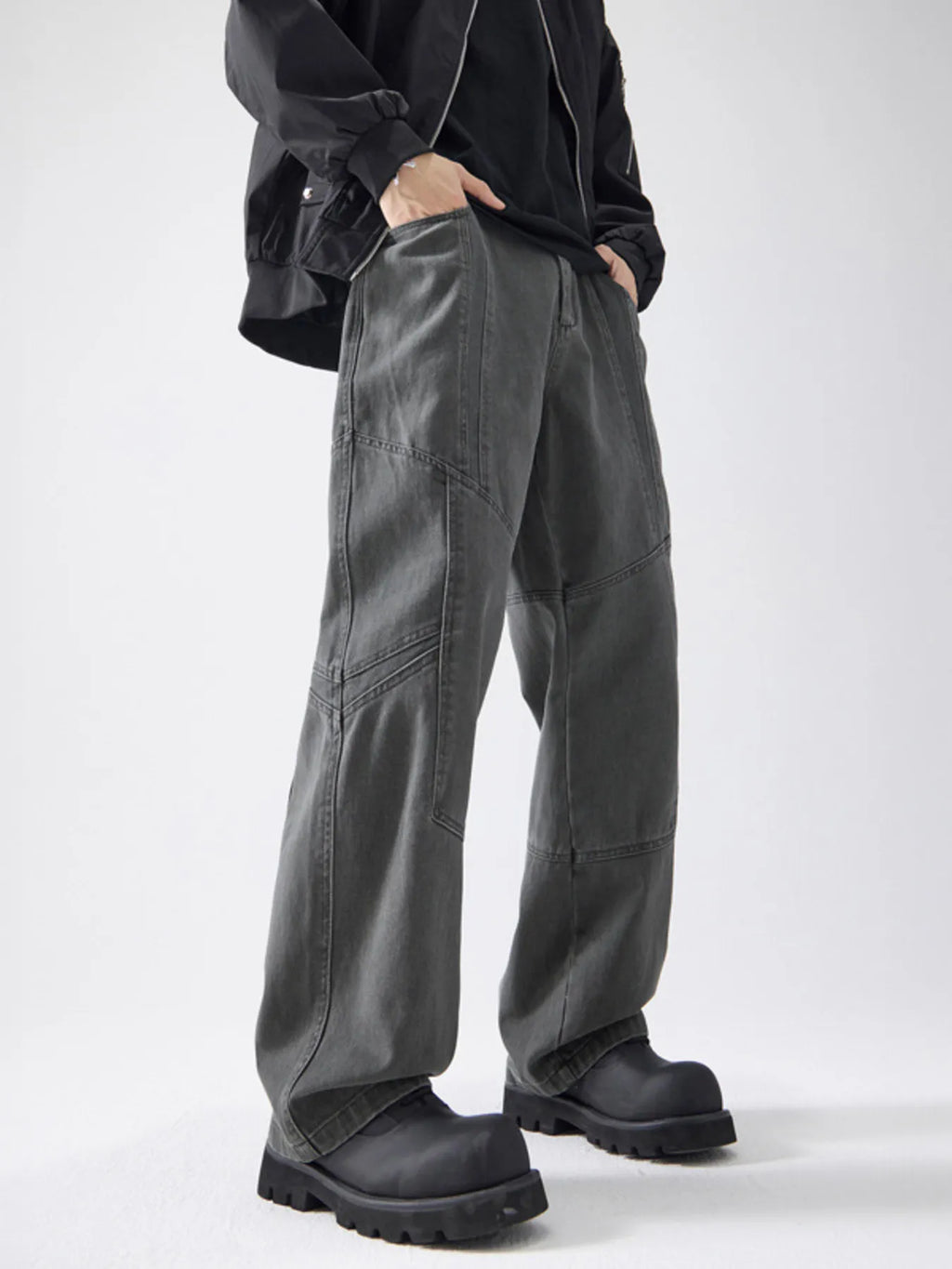 Wide Leg Pants Plus Size in Gray for Men