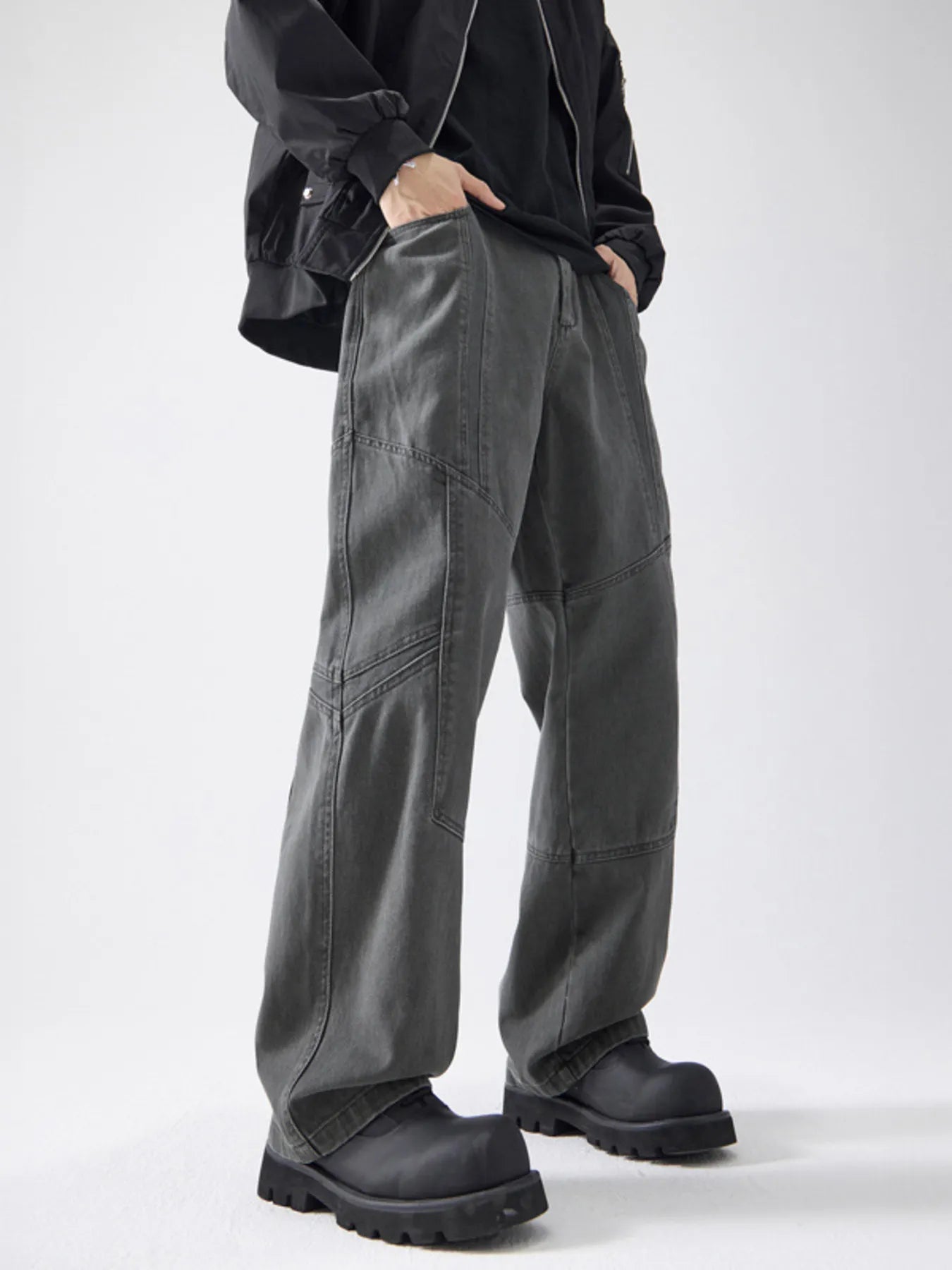 Wide Leg Pants Plus Size in Gray for Men