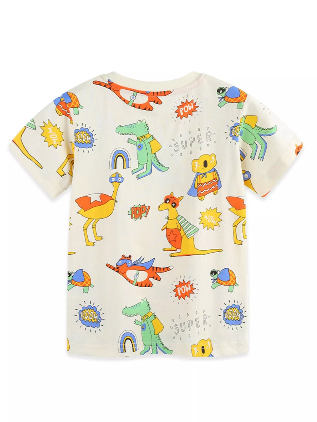 Animal Print Crew Neck T-Shirt in Beige for Boys