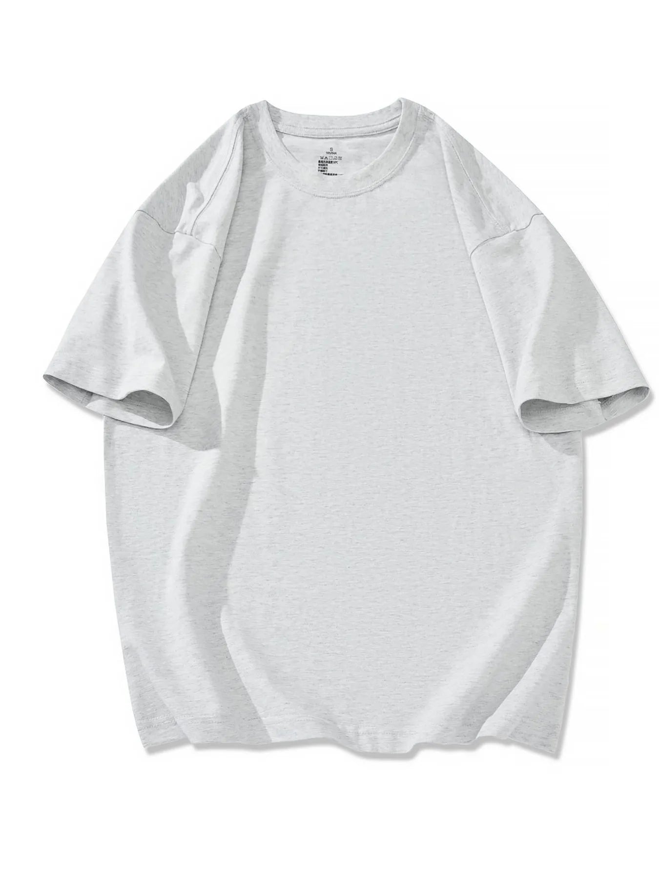 Round Neck Short Sleeve T-Shirt Plus Size in Black in White for Men