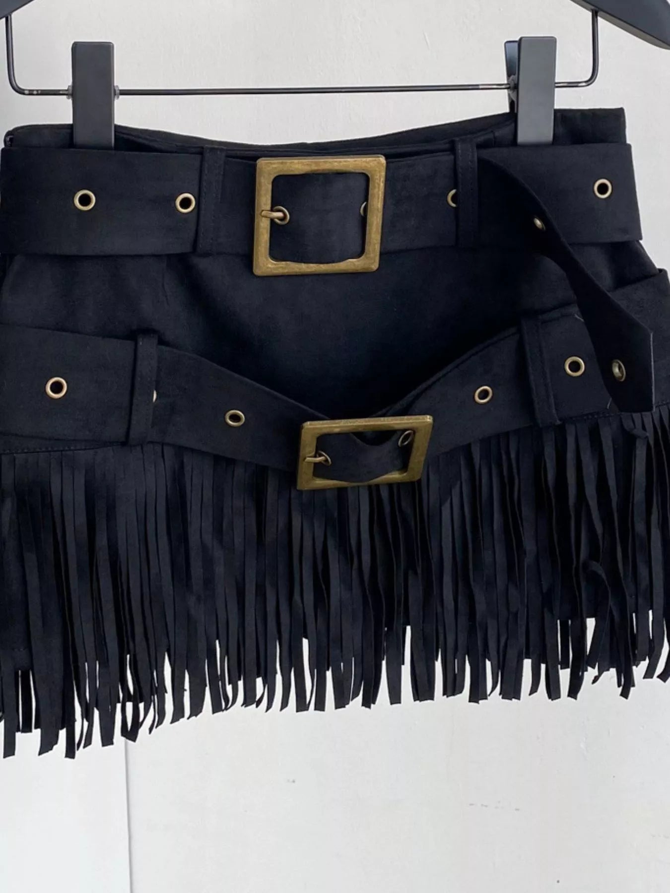 Fringe Belted Mini Skirt for Women
