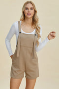 Plus Size Texture Sleeveless Romper in Khaki for Women