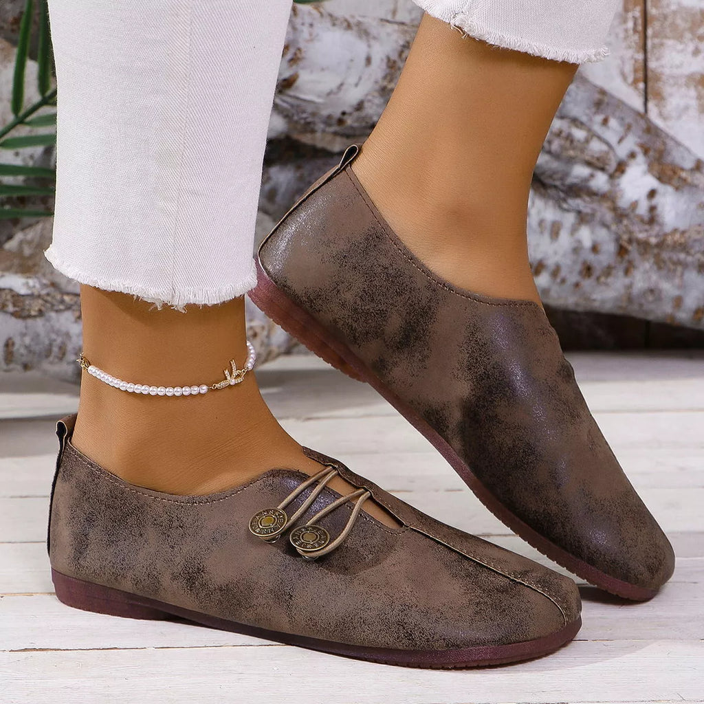 Round Toe Slip-Ons in Blue for Women
