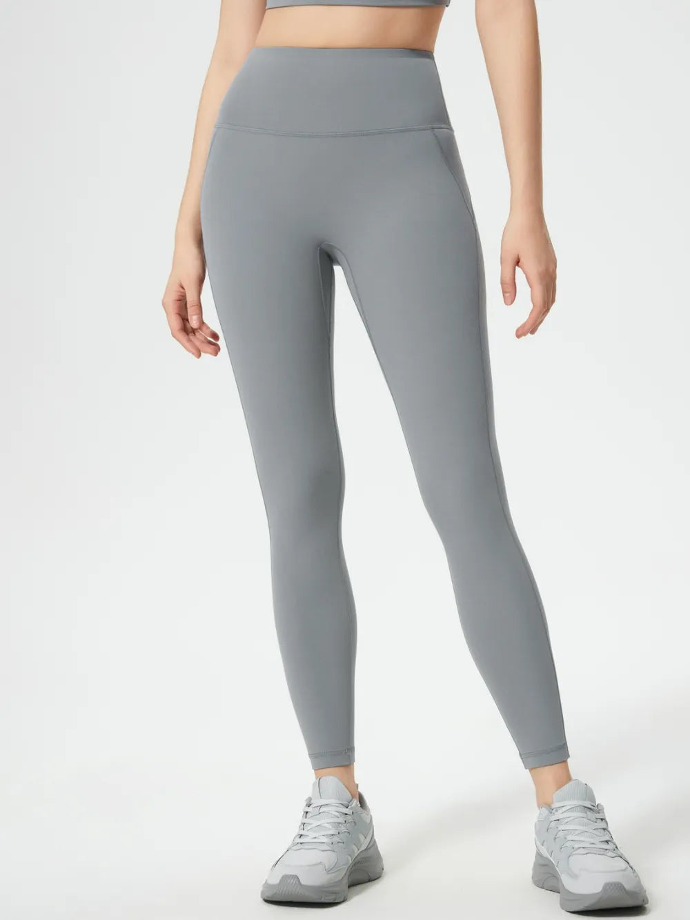 Wide Waistband Active Leggings in Gray for Women