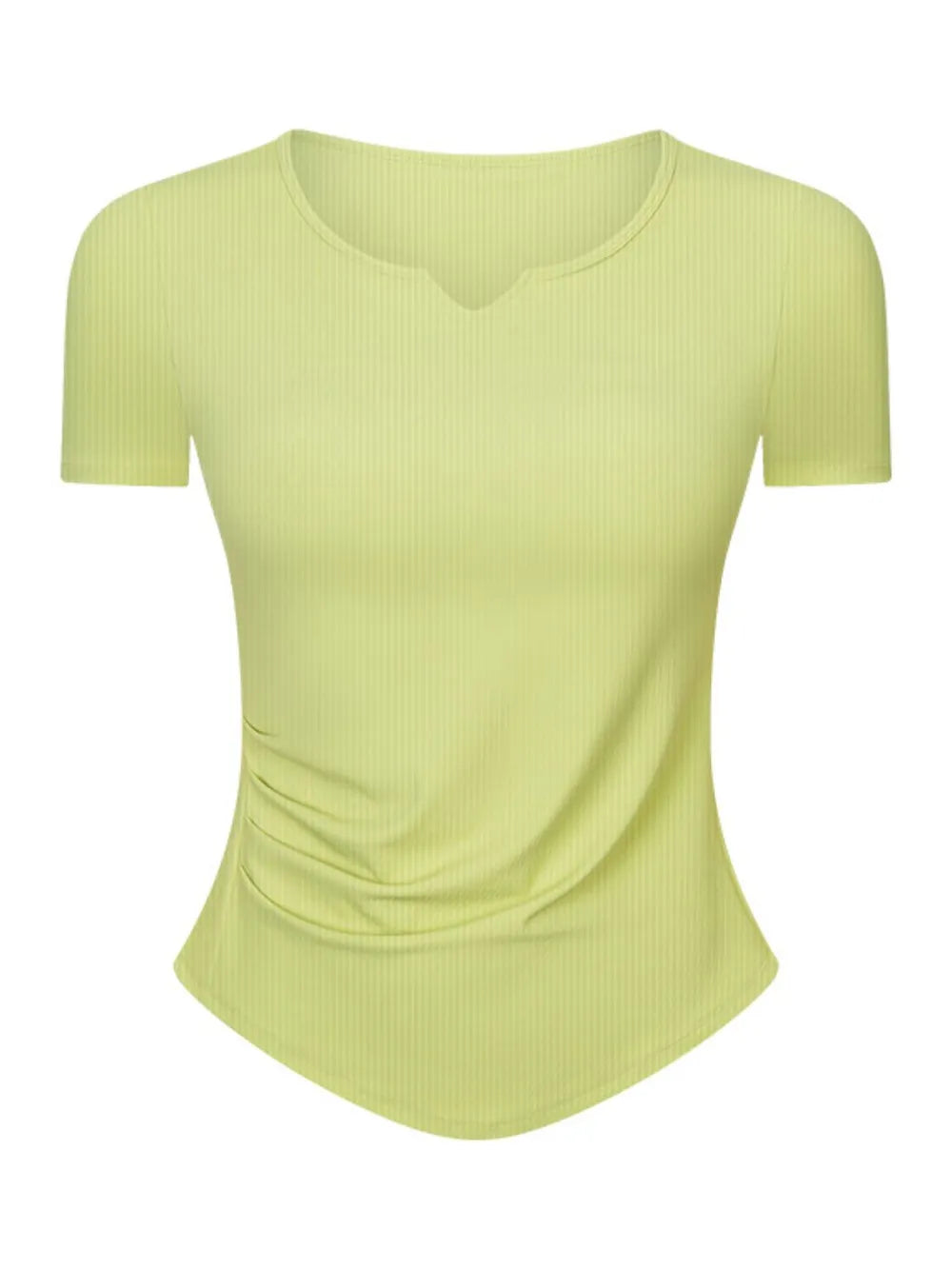 Notched Short Sleeve Active T-Shirt in Black for Women