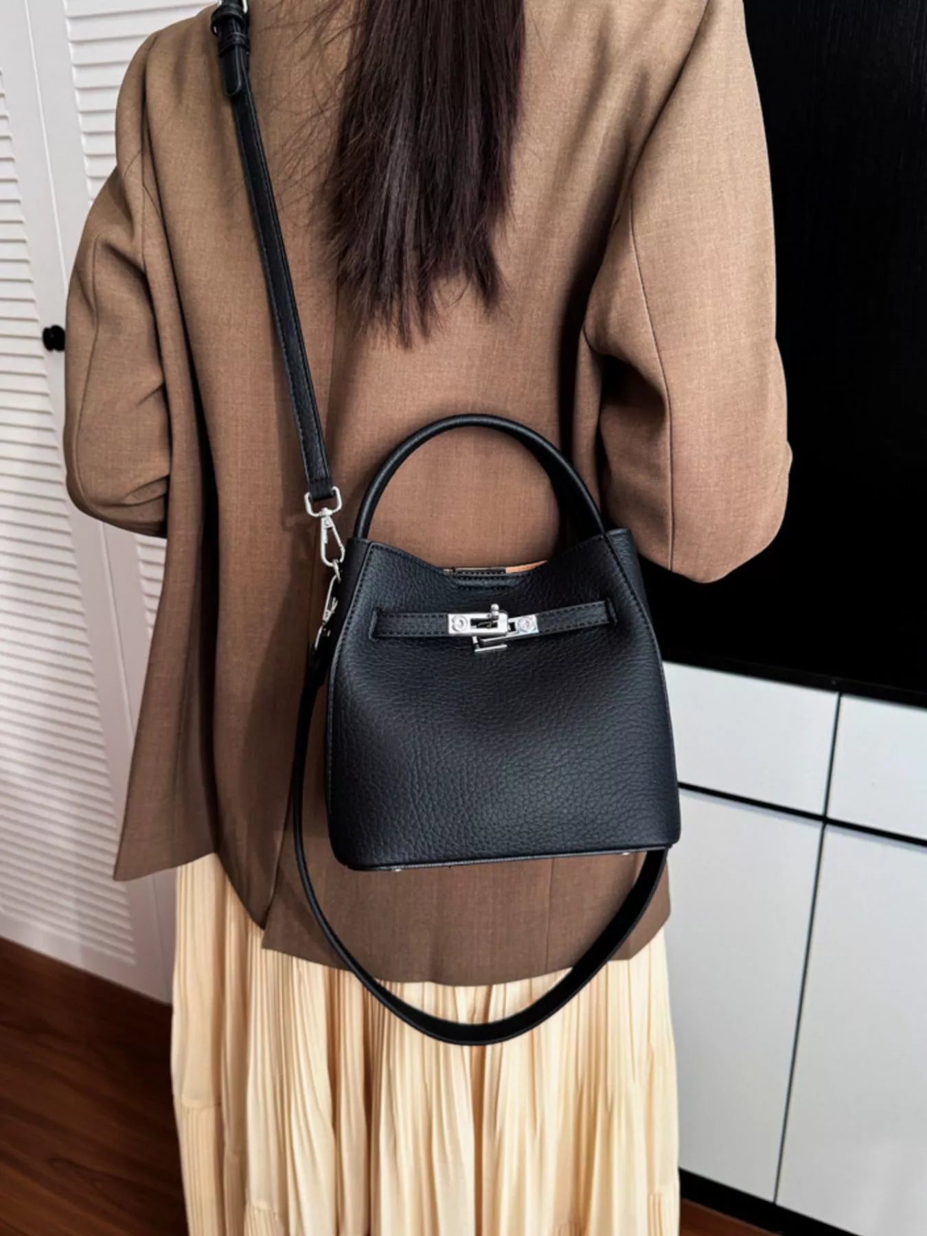 Leather Top Handle Crossbody Bag in Classic for Women