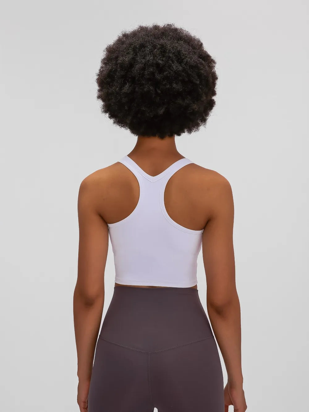 Scoop Neck Active Tank with Detachable Chest Pads in Light Blue for Women