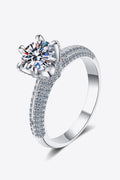 2 Carat Moissanite 925 Sterling Silver Side Stone Ring for Women