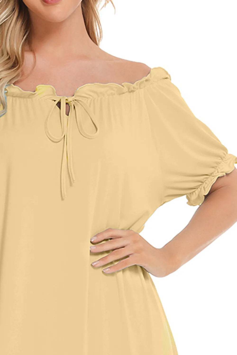 Lace Detail Short Sleeve Lounge Dress in Light Green for Women