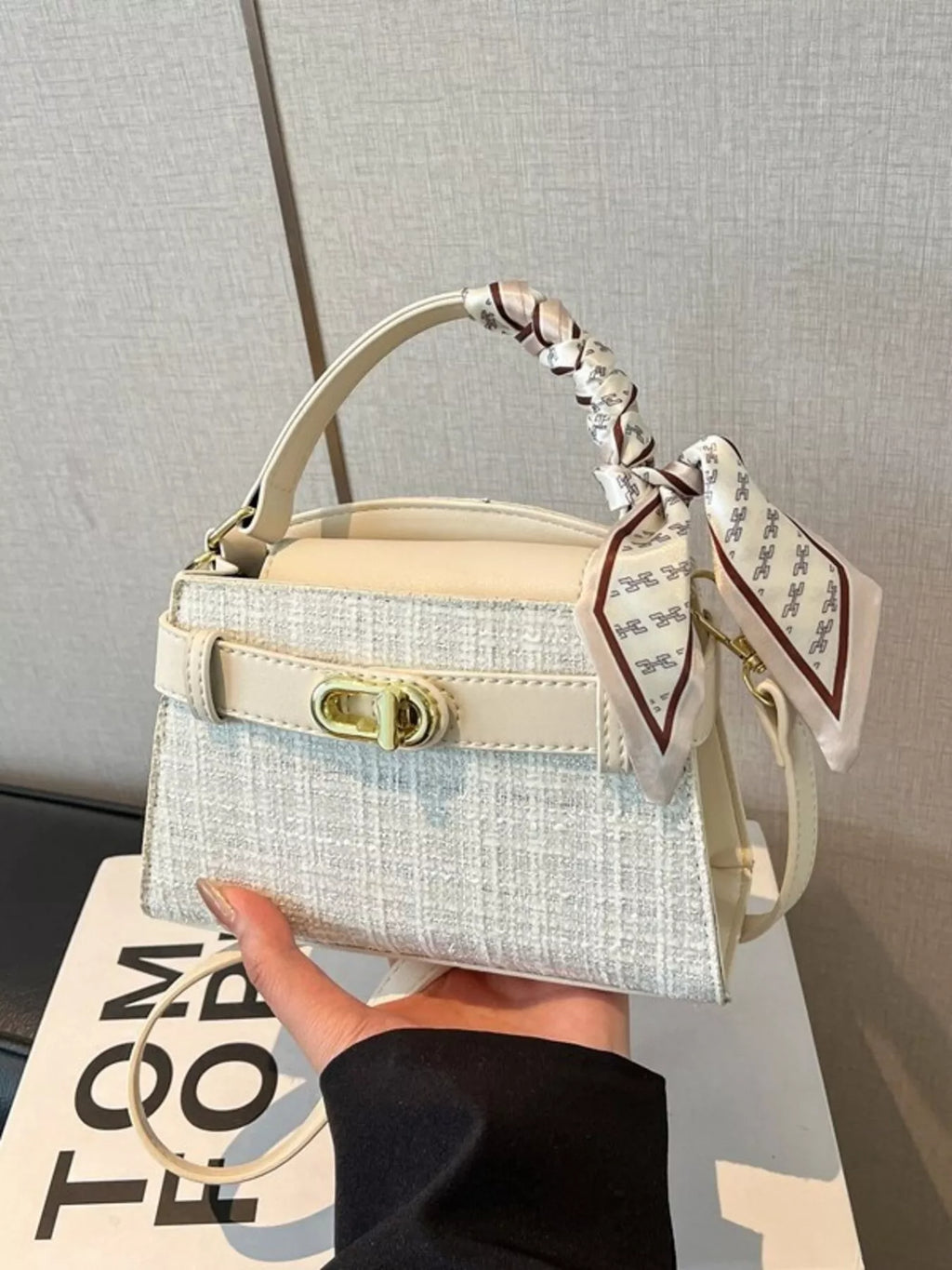 Texture Top Handle Crossbody Bag for Women