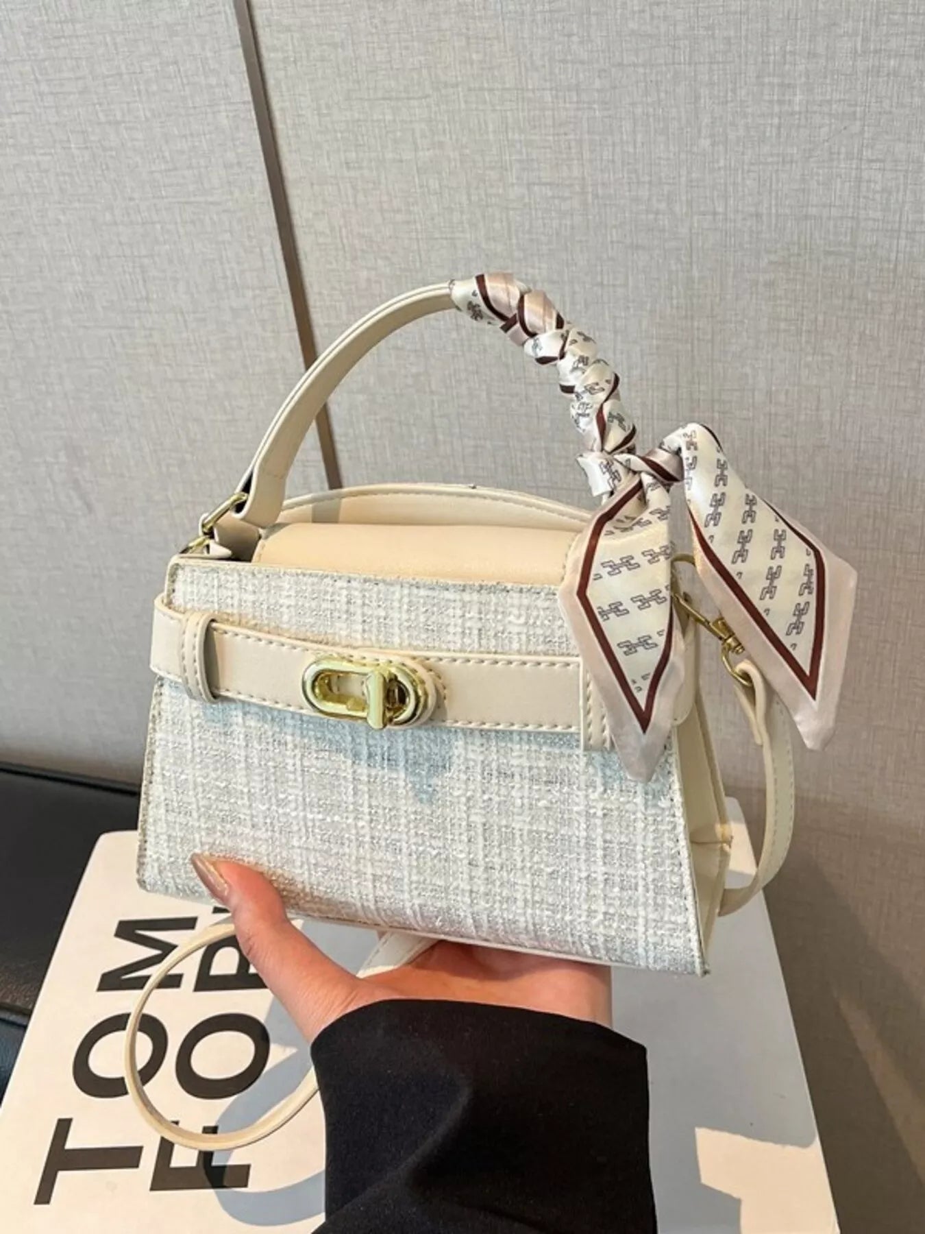 Texture Top Handle Crossbody Bag for Women
