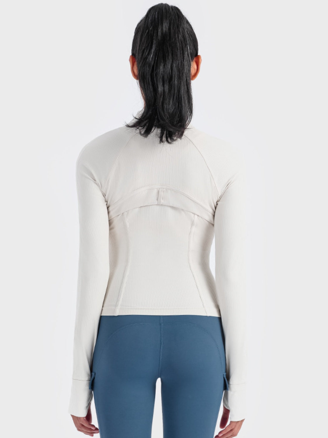 Zip-Up Long Sleeve Sports Jacket in Heather Gray for Women