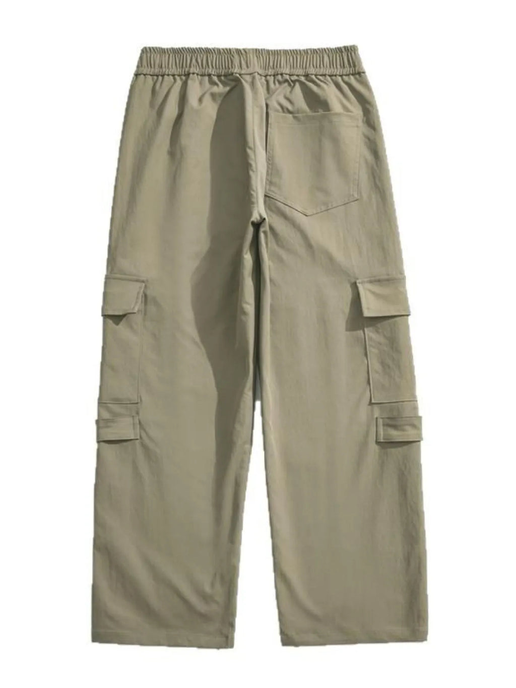 Plus Size Multi-Pocket Cargo Utility Pants with Drawstring Waist in Khaki for Men