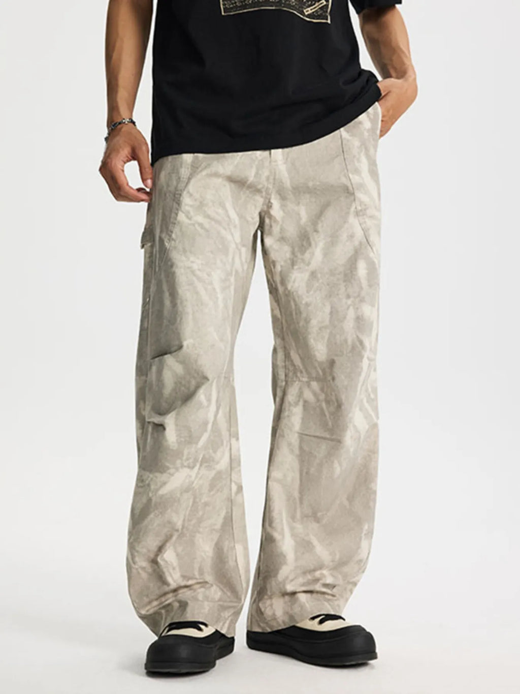 Relaxed Fit Cargo Pants Plus Size in Off-White for Men