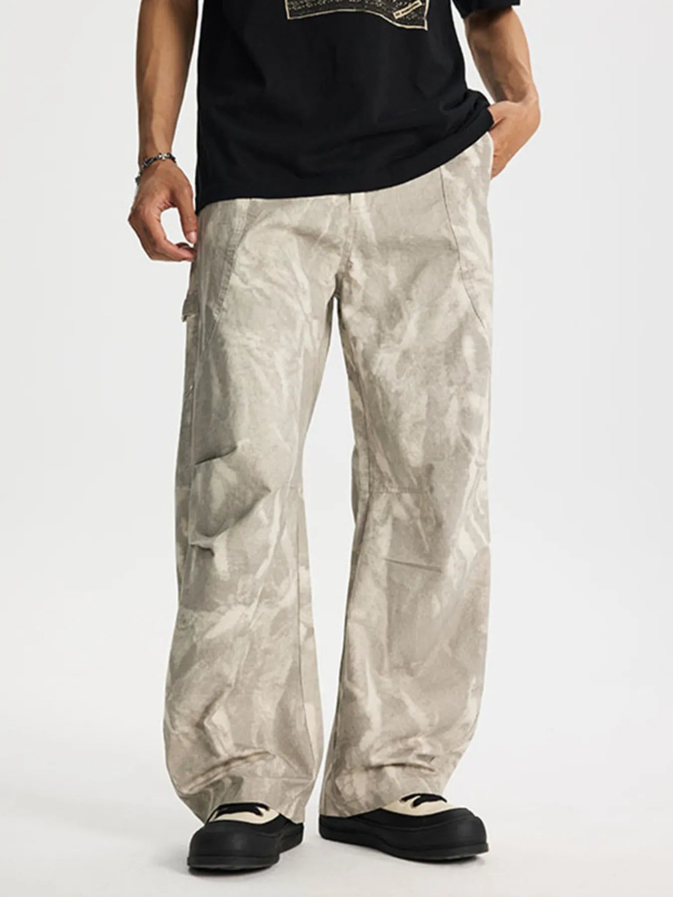 Relaxed Fit Cargo Pants Plus Size in Off-White for Men
