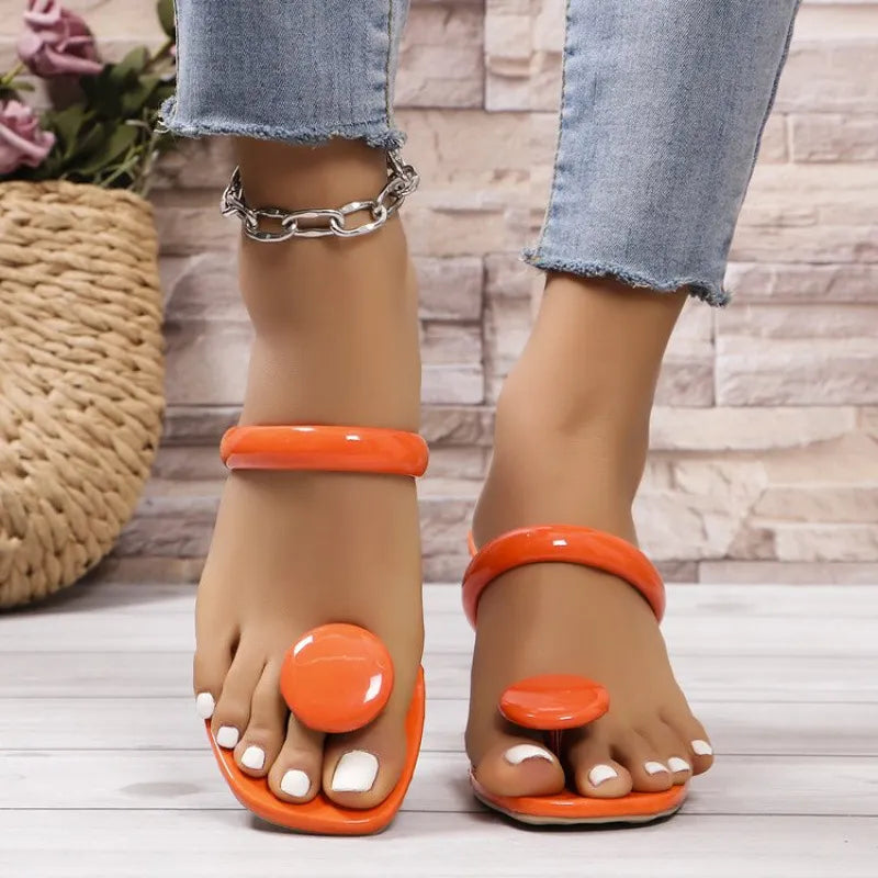 Jelly Ring Toe Sandals in Green for Women