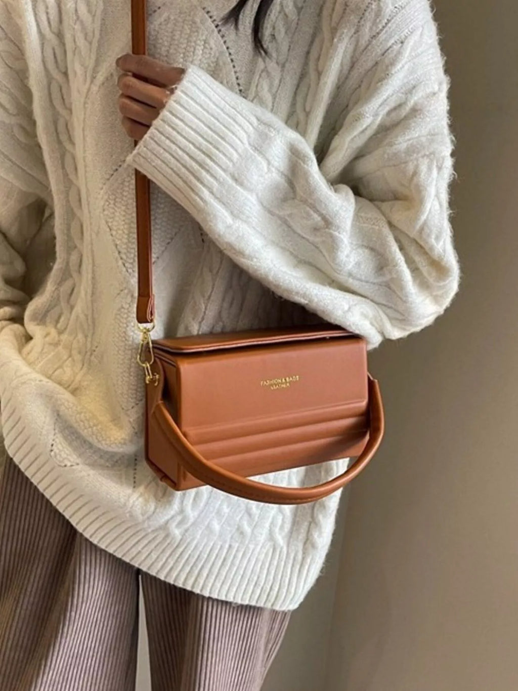 Box-Shaped Crossbody Bag for Women