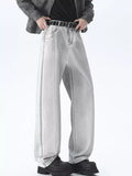 Plus Size Wide Leg High Waisted Jeans in White for Men