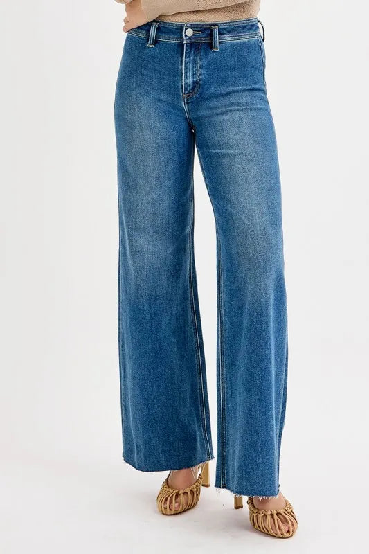High-Waisted Wide Leg Jeans in Medium for Women
