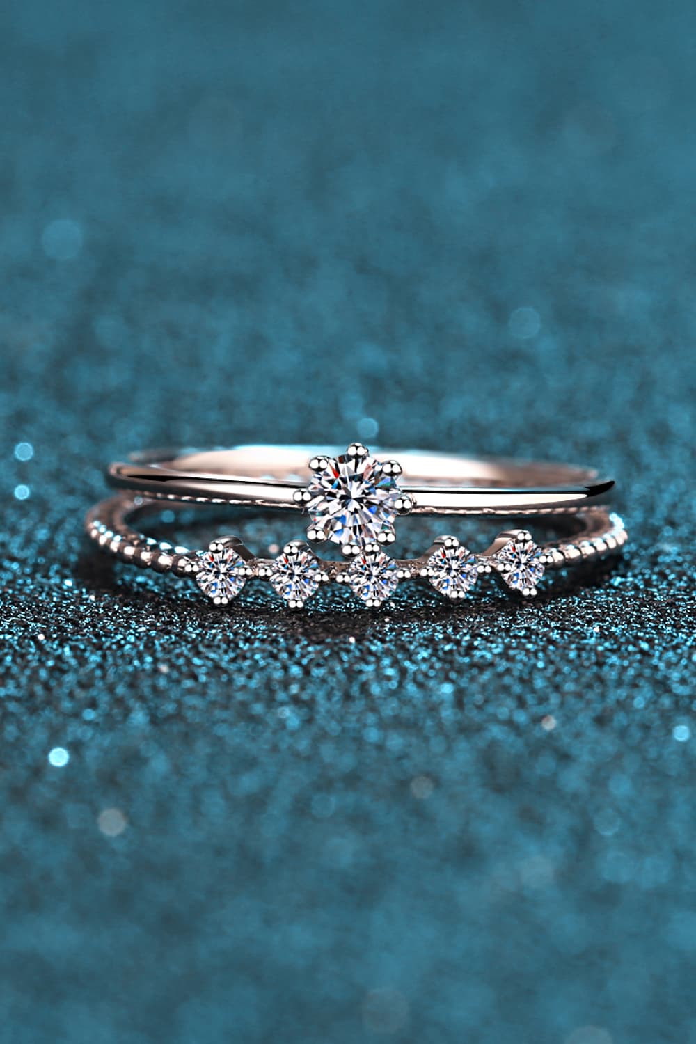 Moissanite 925 Sterling Silver Two-Piece Ring Set for Women