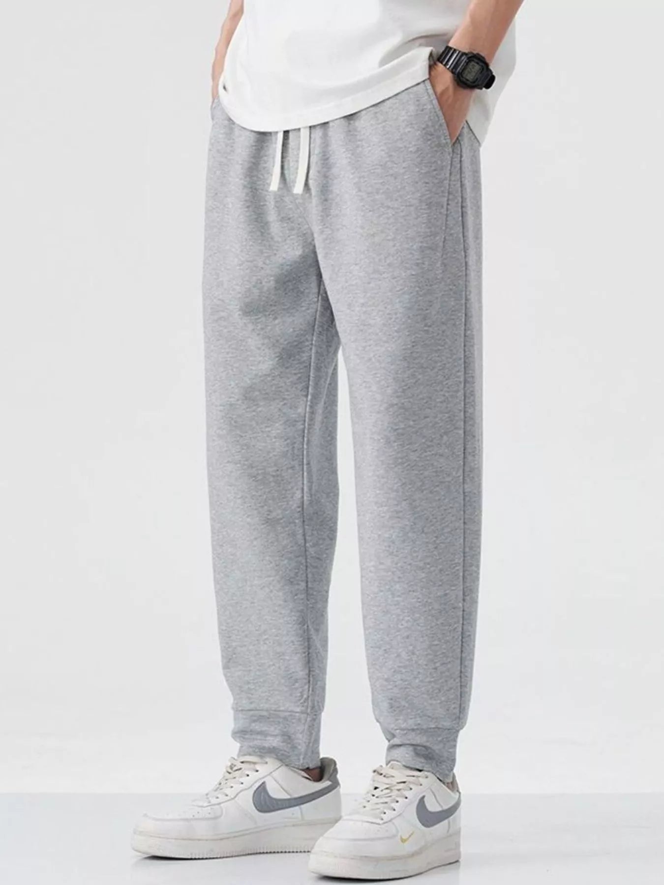Casual Drawstring Joggers in Gray for Men