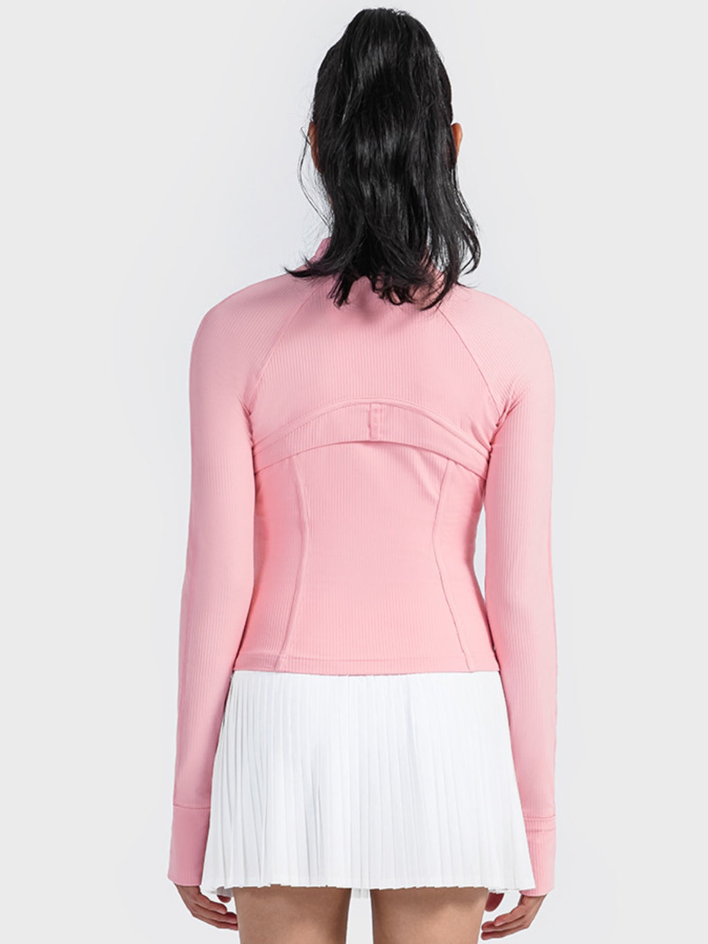 Zip-Up Long Sleeve Sports Jacket in Black for Women