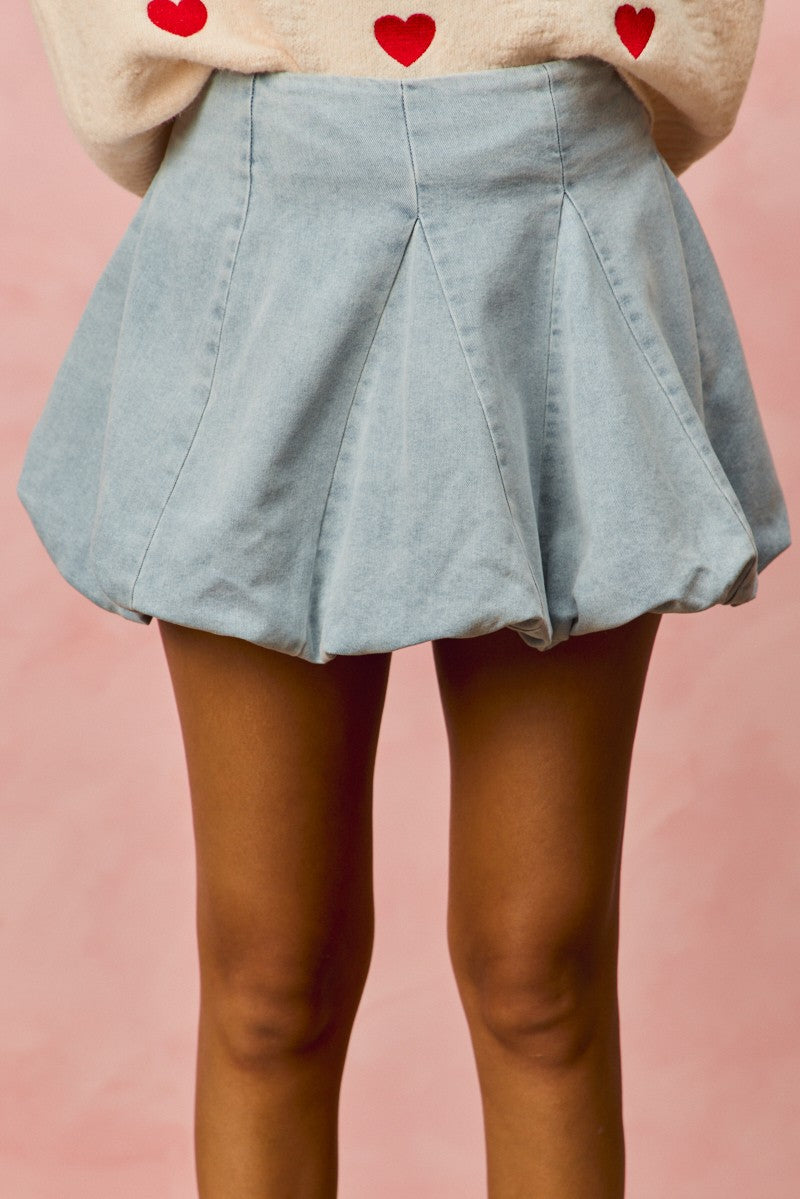 Denim Bubble Mini Skirt for Women