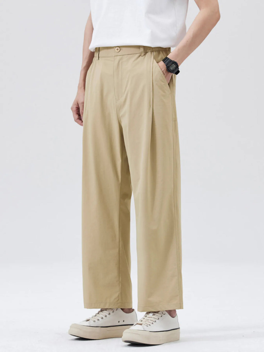 Wide Leg Pants Plus Size in Khaki for Men