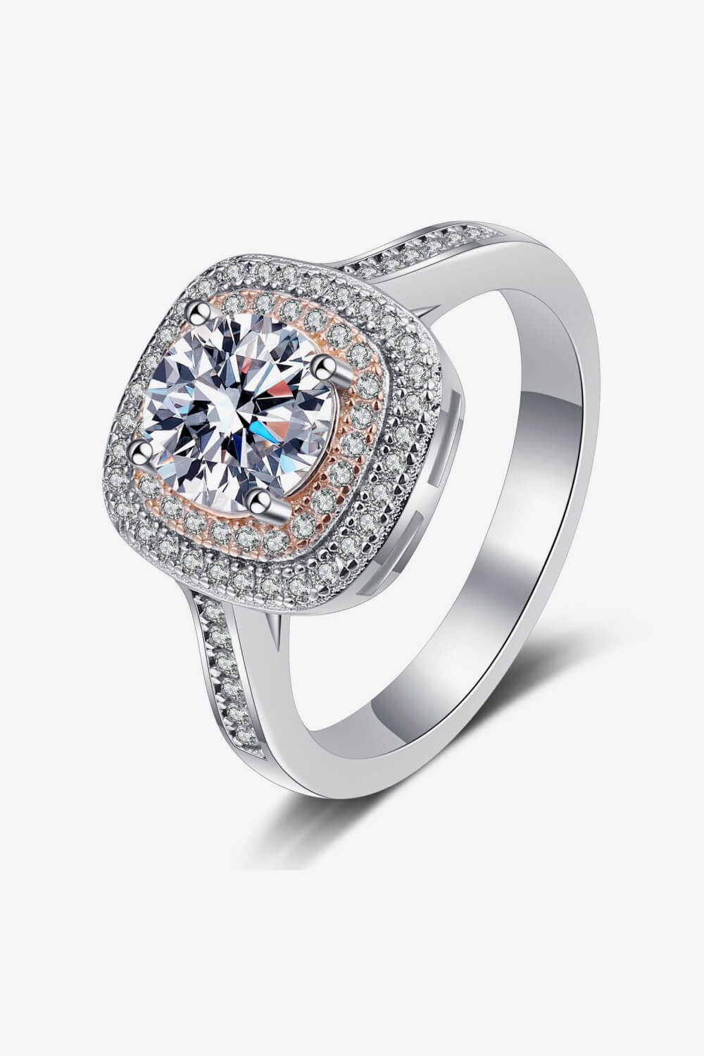 Need You Now Moissanite Ring in Silver Pink for Women