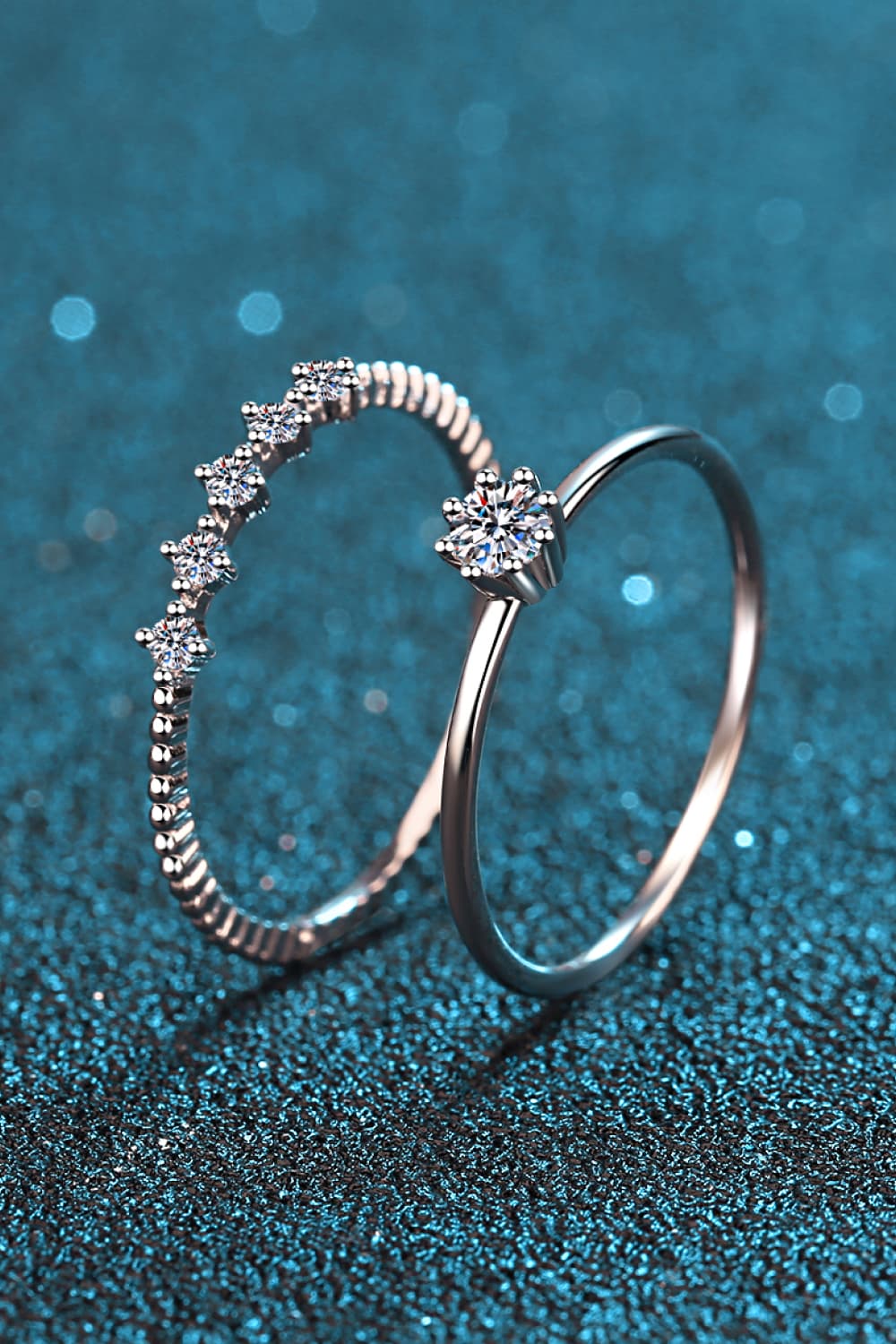 Moissanite 925 Sterling Silver Two-Piece Ring Set for Women