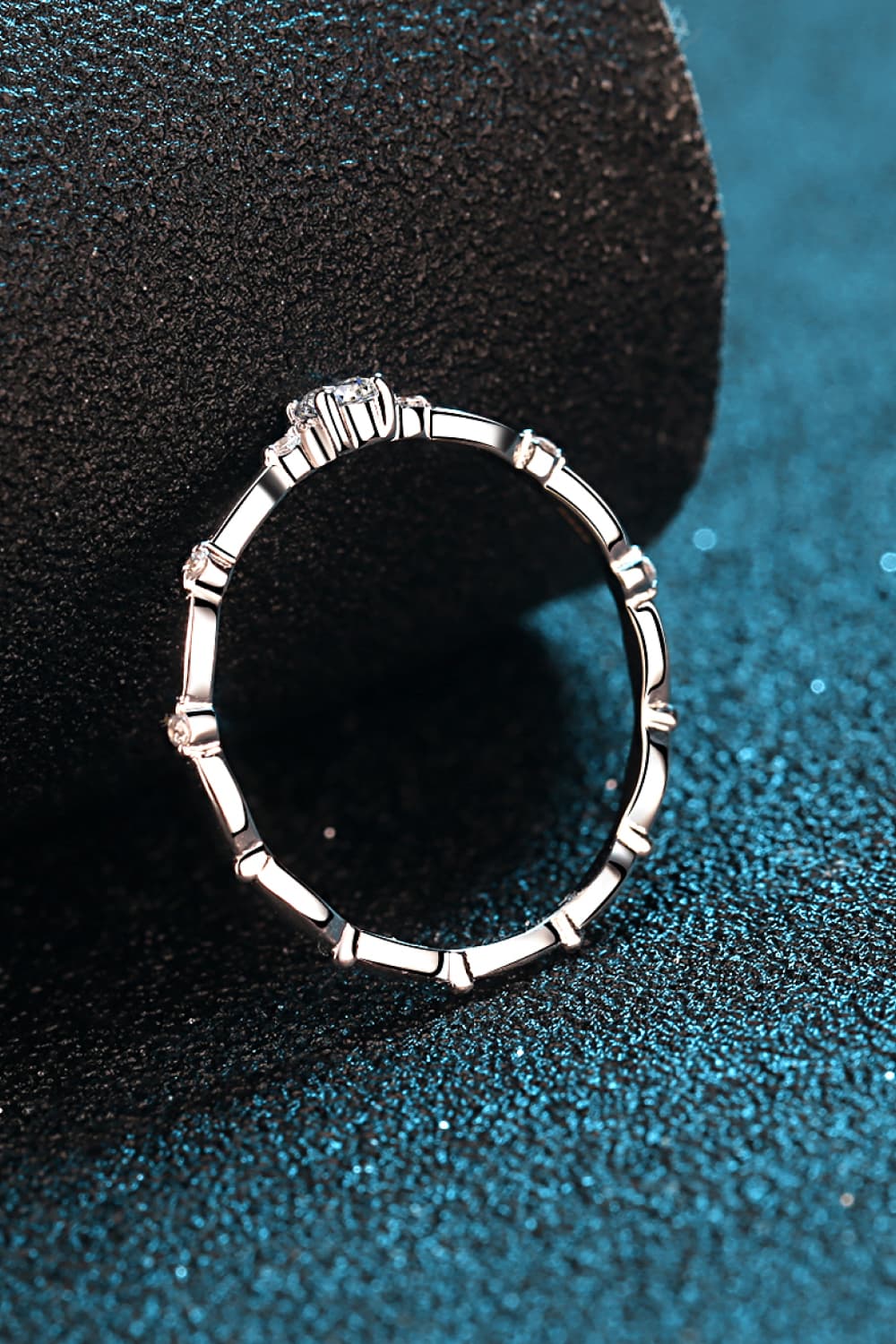 Moissanite 925 Sterling Silver Rhodium-Plated Ring for Women