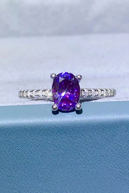 1 Carat Purple Moissanite 4-Prong Ring for Women