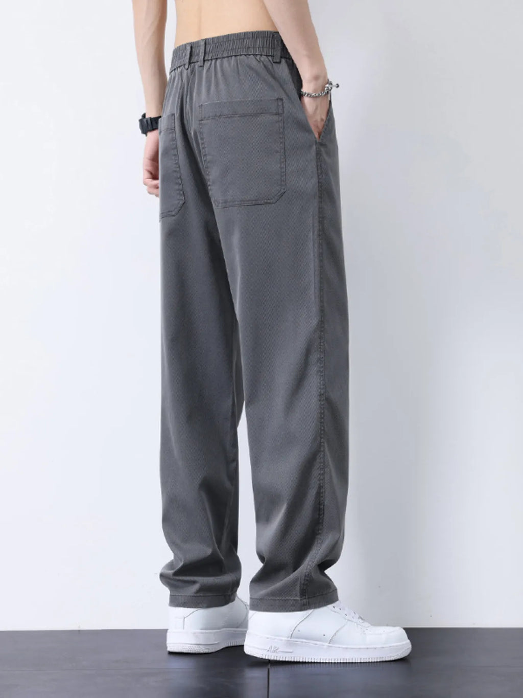 Plus Size Casual Straight-Leg Pants in Gray for Men
