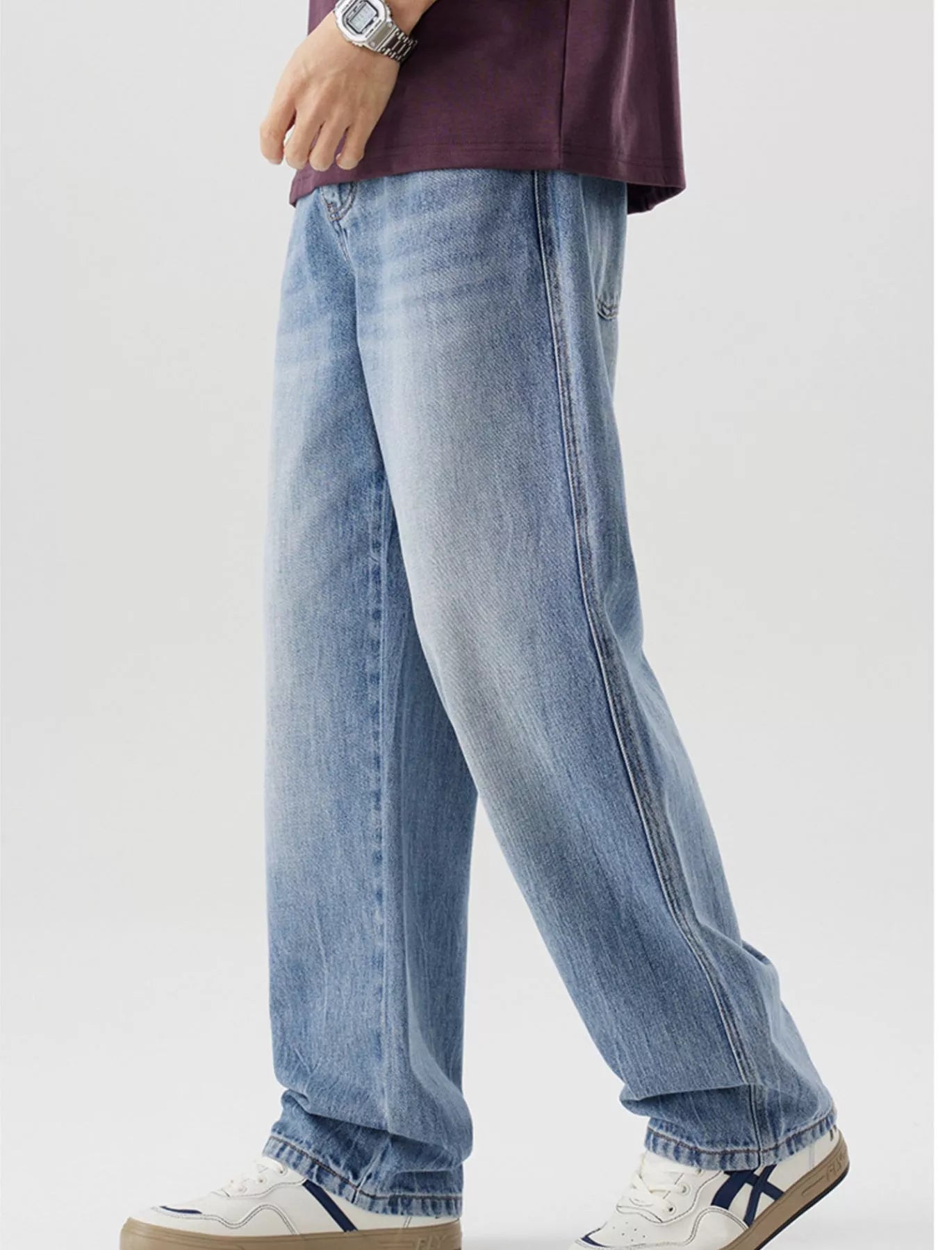 Loose Fit Wash Jeans in Blue for Men