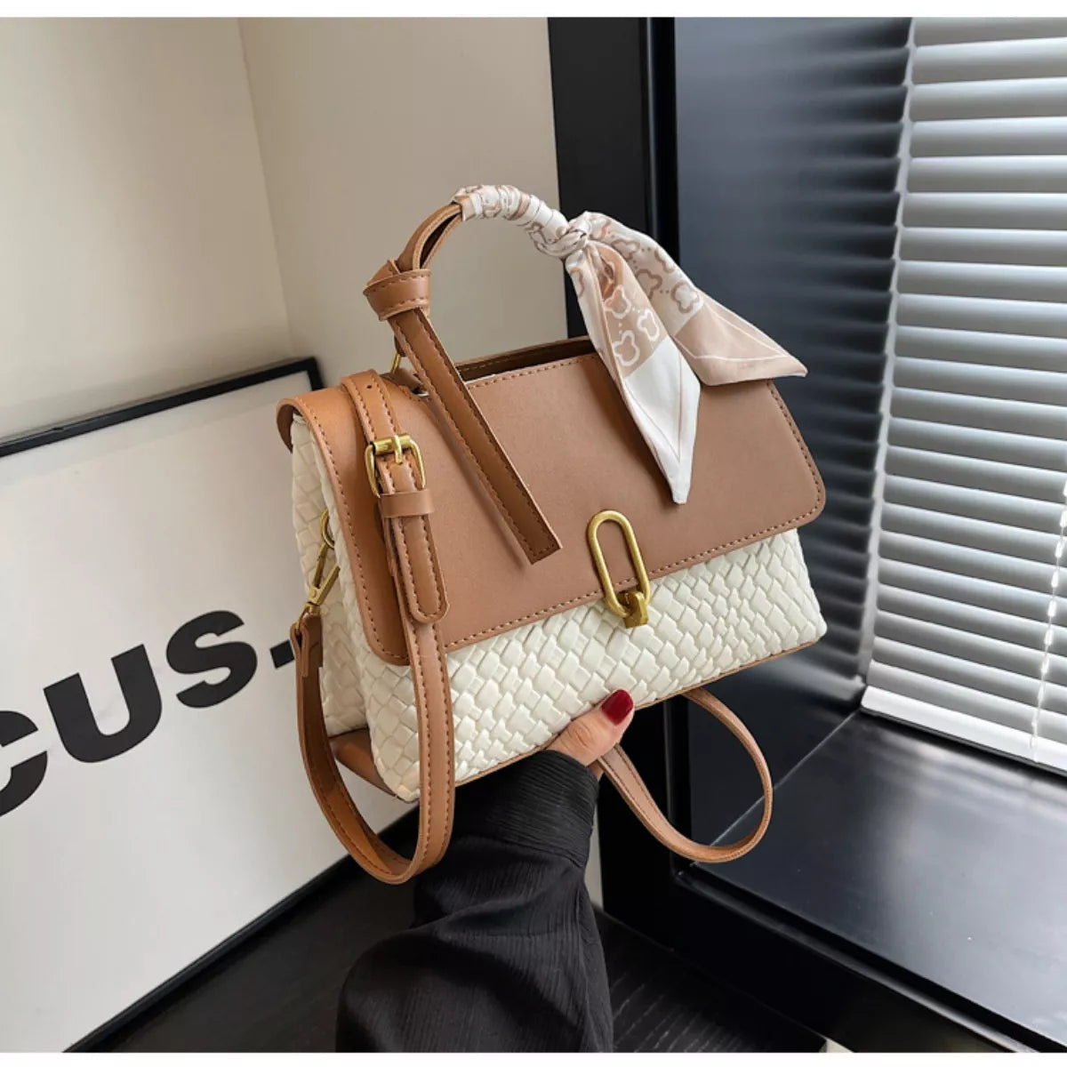 Textured Flap Crossbody Bag for Women