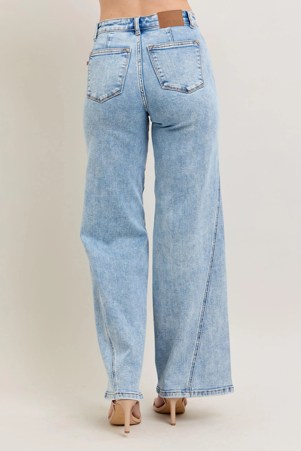 High Waist Wide Leg Jeans with Skewed Inseam Plus Size in Light for Women