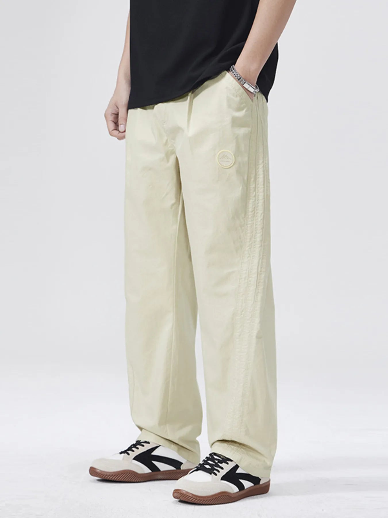 Wide Leg Casual Pants Plus Size in Gray Blue for Men